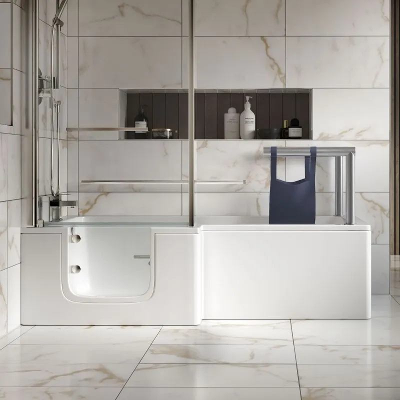 Walk-in bath with shower