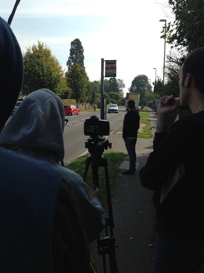 Filming Seconds Matter bus stop scene