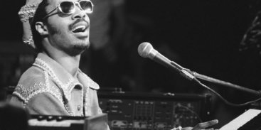 Stevie Wonder playing the piano