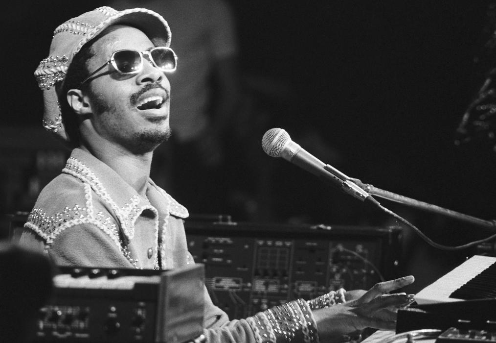 Stevie Wonder playing the piano