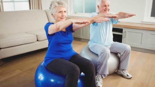 Elderly persons exercising