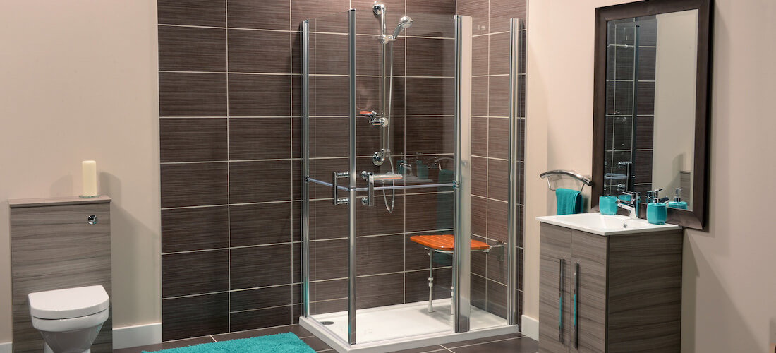 Enrapture walk in shower with folding seat