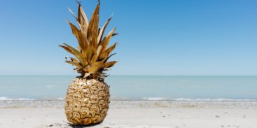 Pineapple on a beach