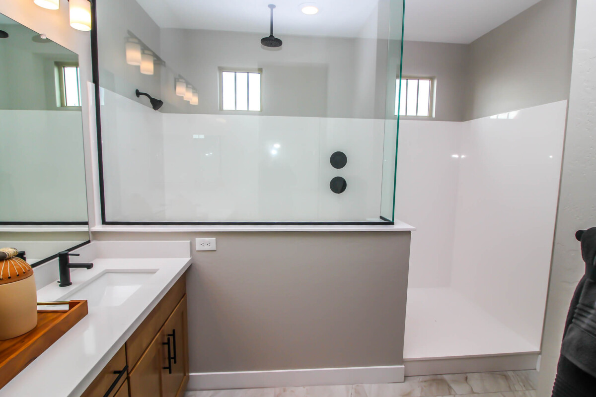 Walk In Shower In Master Bath.